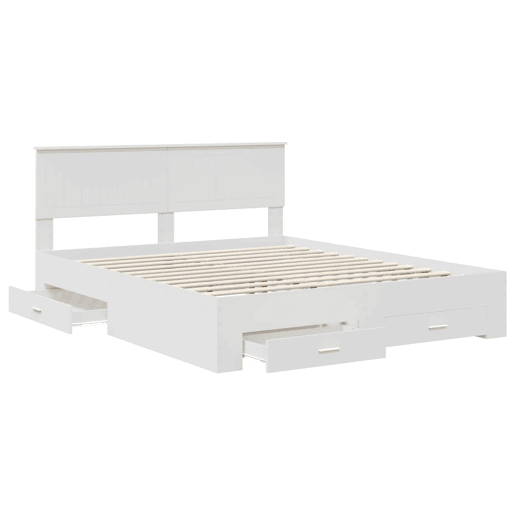 Estrutura De Cama De Casal Moderno - Branco 160 x 200 cm Madeira processada
