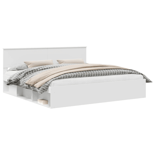 Estrutura de cama de casal com cabeceira king size - Branco 200 x 200 cm