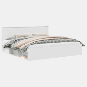 Estrutura de cama de casal com cabeceira king size - Branco 200 x 200 cm