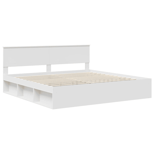 Estrutura de cama de casal com cabeceira king size - Branco 200 x 200 cm