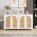 Aparador Moderno Minimalista de Madera con 5 Puertas de Ratán 145 Aparador Moderno Minimalista de Madera con 5 Puertas de Ratán 145 Blanco
