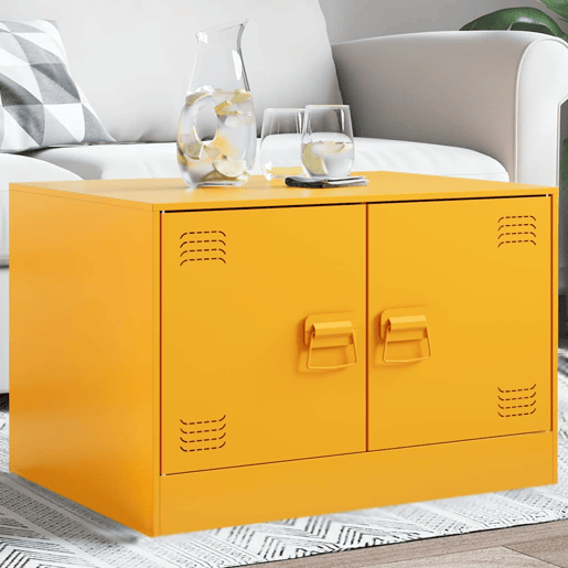 Mesa de Centro, Mesa baixa, 67x50x44 cm aço amarelo mostarda Mesa de Centro, Mesa baixa, 67x50x44 cm aço amarelo mostarda