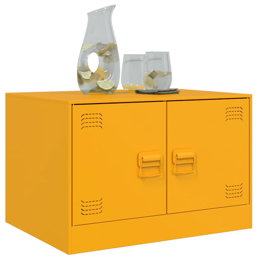 Mesa de Centro, Mesa baixa, 67x50x44 cm aço amarelo mostarda Mesa de Centro, Mesa baixa, 67x50x44 cm aço amarelo mostarda