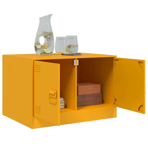 Mesa de Centro, Mesa baixa, 67x50x44 cm aço amarelo mostarda Mesa de Centro, Mesa baixa, 67x50x44 cm aço amarelo mostarda