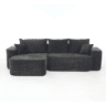 Sofá de canto em L 264 cm - chaise longue, 4 lugares, assento profundo - preto