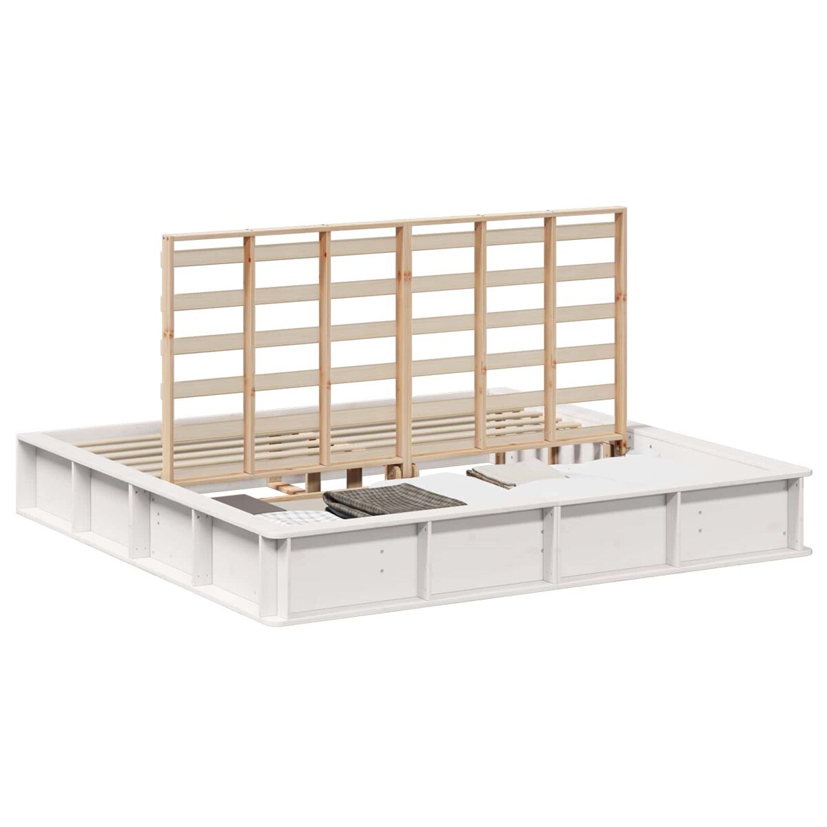 Estructura de cama doble matrimonial king size - 200 x 200 cm madera de pino macizo