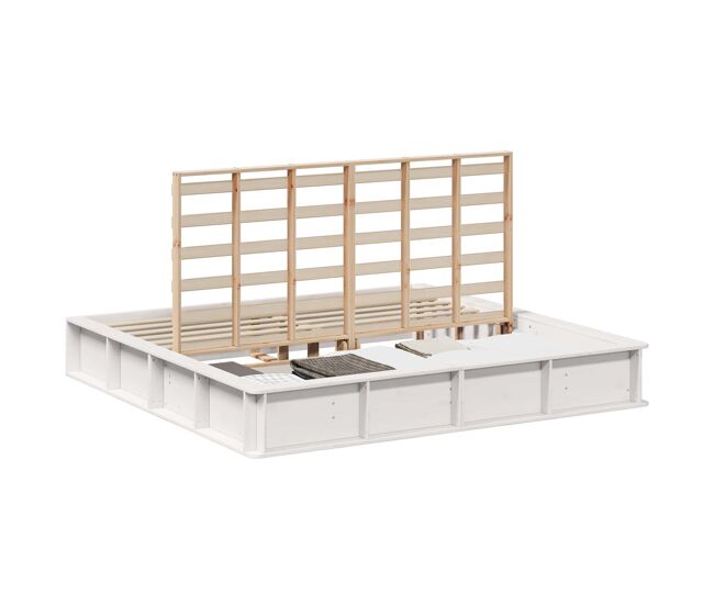 Estructura de cama doble matrimonial king size - 200 x 200 cm madera de pino macizo