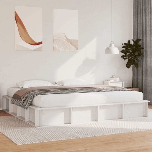 Estrutura De Cama De Casal Simple King Size - Branco 200 x 200 cm