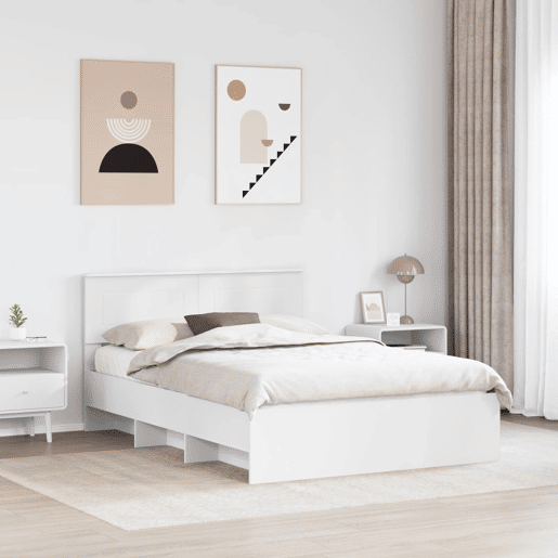 Estrutura De Cama De Casal Simple - Branco 160 x 200 cm Madeira processada