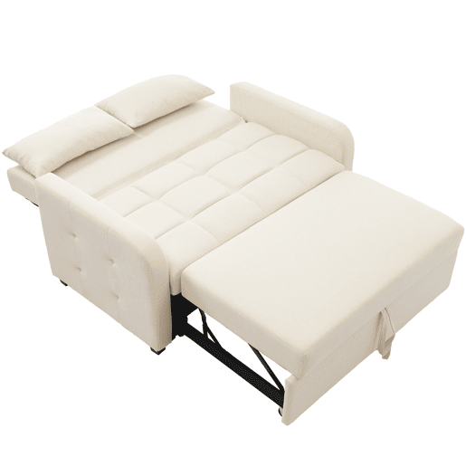 Sofá-cama de 2 lugares - multifuncional, encosto ajustável, ideal para espaços pequenos - Bege