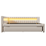 Daybett 90x200 cm - Sofá-cama com LED, cama extraível, USBType-C - Linho bege