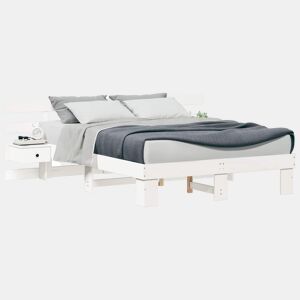Estrutura da Cama de casal simple com cabeceira Branco 140 x 200 cm