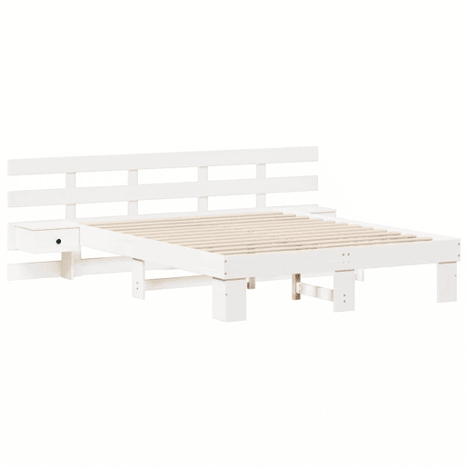 Estrutura da Cama de casal simple com cabeceira Branco 140 x 200 cm