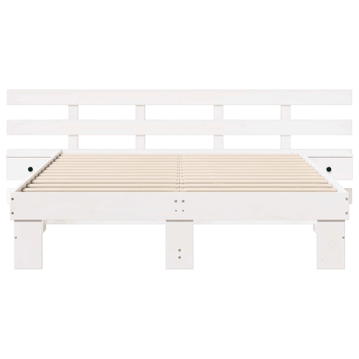 Estrutura da Cama de casal simple com cabeceira Branco 140 x 200 cm