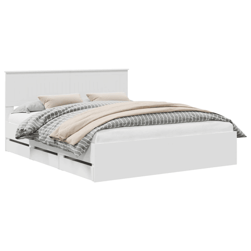 Estrutura De Cama De Casal Moderno - Branco 160 x 200 cm Madeira de Engenharia