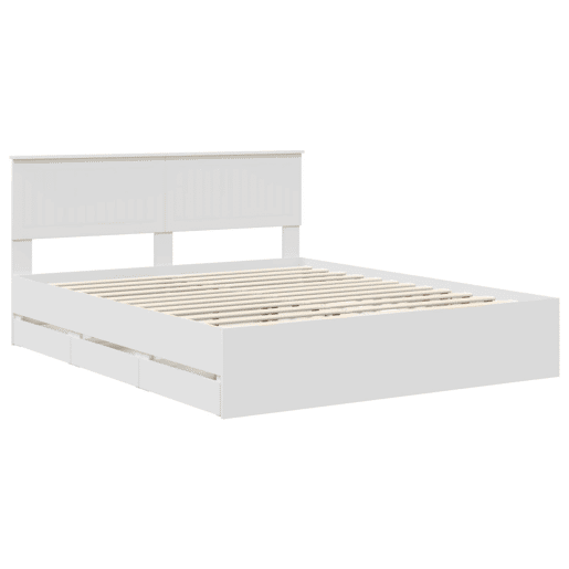 Estrutura De Cama De Casal Moderno - Branco 160 x 200 cm Madeira de Engenharia