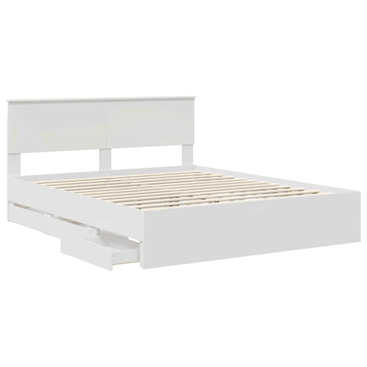 Estrutura De Cama De Casal Moderno - Branco 160 x 200 cm Madeira de Engenharia