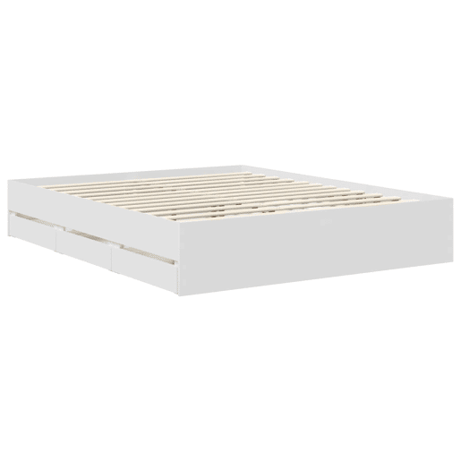 Estrutura De Cama De Casal Moderno - Branco 160 x 200 cm Madeira de Engenharia