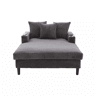 Sofá Chaise Longue Multifuncional com Ampla Superfície de Descanso - Porta-copos Duplos, Iluminação LED, Bolso Lateral, Espaço de Arrumação, Porta USB e Pernas Resistentes - Cinza Escuro
