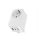 Adaptador Klack Schuko con USB-C y USB Adaptador Klack Schuko con USB-C y USB Blanco