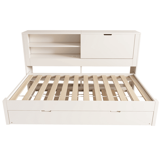 Sofá-cama individual 90x200 - com cama extra, arrumação, USBUSB-C, branco