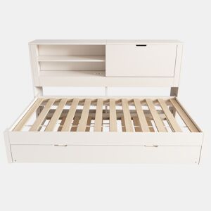 Sofá-cama individual 90x200 - com cama extra, arrumação, USBUSB-C, branco