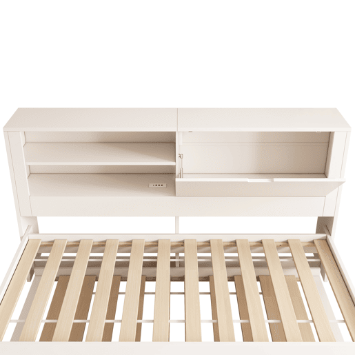 Sofá-cama individual 90x200 - com cama extra, arrumação, USBUSB-C, branco