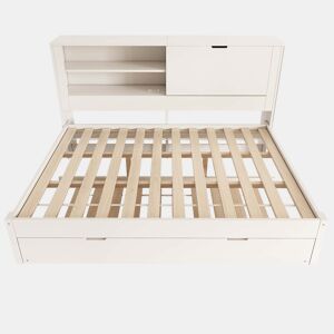 Sofá-cama duplo 140x190 cm - com cama extra 90x190, arrumação, USB - Branco