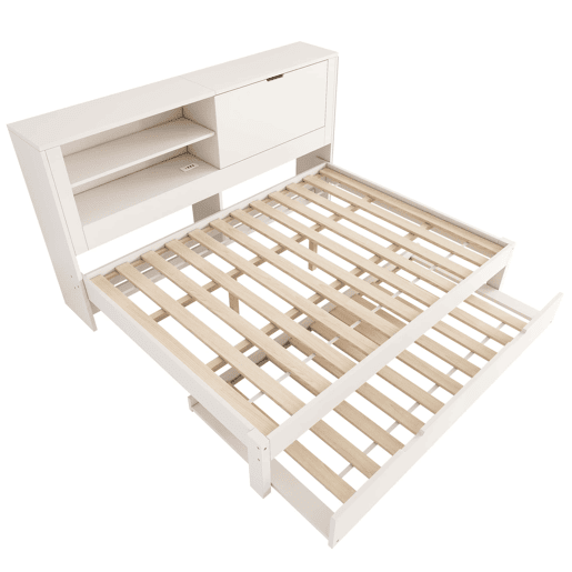 Sofá-cama duplo 140x190 cm - com cama extra 90x190, arrumação, USB - Branco