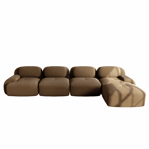 Sofá de canto para 4 pessoas - Chaise longue, acolchoado 32D, braços largos, antiderrapante - Castanho Sofá de canto para 4 pessoas - Chaise longue, acolchoado 32D, braços largos, antiderrapante - Castanho