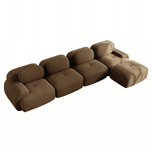Sofá de canto para 4 pessoas - Chaise longue, acolchoado 32D, braços largos, antiderrapante - Castanho Sofá de canto para 4 pessoas - Chaise longue, acolchoado 32D, braços largos, antiderrapante - Castanho