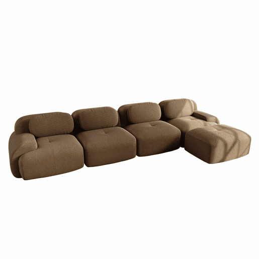 Sofá de canto para 4 pessoas - Chaise longue, acolchoado 32D, braços largos, antiderrapante - Castanho Sofá de canto para 4 pessoas - Chaise longue, acolchoado 32D, braços largos, antiderrapante - Castanho