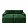 Sofá modular de 2 lugares - U, confortável, com otomano, assento profundo - Verde