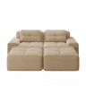 Sofá modular de 2 lugares - Boneless, veludo cotelê, com otomano, assento profundo - Bege