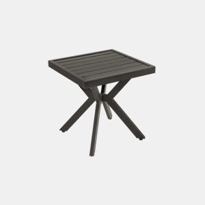 Mesa auxiliar quadrada para exterior - alumínio, resistente às intempéries, fácil de manter - castanho escuro