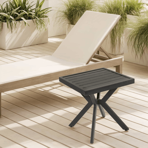Mesa auxiliar quadrada para exterior - alumínio, resistente às intempéries, fácil de manter - castanho escuro Mesa auxiliar quadrada para exterior - alumínio, resistente às intempéries, fácil de manter - castanho escuro