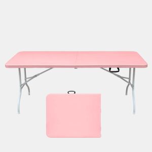 Mesa dobrável portátil de 180 cm - resistente, multifuncional, com alça, capacidade de 135 kg - rosa