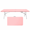 Mesa dobrável portátil de 243,9 cm - resistente, multifuncional, com pega - rosa