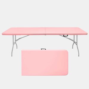 Mesa dobrável portátil de 243,9 cm - resistente, multifuncional, com pega - rosa
