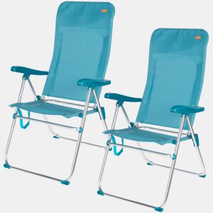 Pack 2 cadeiras de praia altas com múltiplas posições, 46x67x110 cm, turquesa
