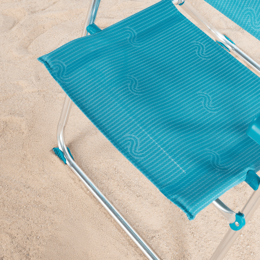 Pack 2 cadeiras de praia altas com múltiplas posições, 46x67x110 cm, turquesa