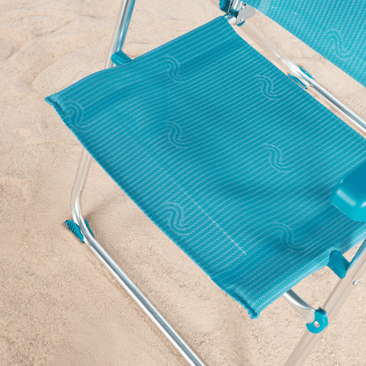 Pack 2 cadeiras de praia altas com múltiplas posições, 47x62x90 cm turquesa