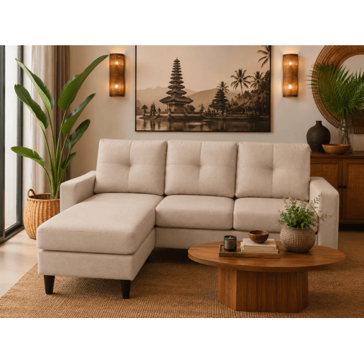 Sofá com Chaise Inter (Bege) Sofá com Chaise Inter (Bege)