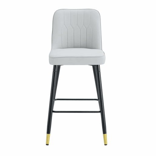 2º conjunto de bancos de bar, 100 cm - couro PU cinza claro com estrutura metálica preta e apoio para os pés confortável - Preto, Cinza Claro 2º conjunto de bancos de bar, 100 cm - couro PU cinza claro com estrutura metálica preta e apoio para os pés confortável - Preto, Cinza Claro