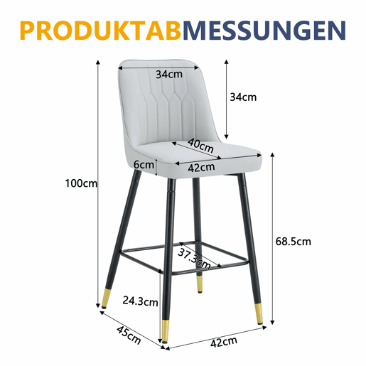 2º conjunto de bancos de bar, 100 cm - couro PU cinza claro com estrutura metálica preta e apoio para os pés confortável - Preto, Cinza Claro 2º conjunto de bancos de bar, 100 cm - couro PU cinza claro com estrutura metálica preta e apoio para os pés confortável - Preto, Cinza Claro