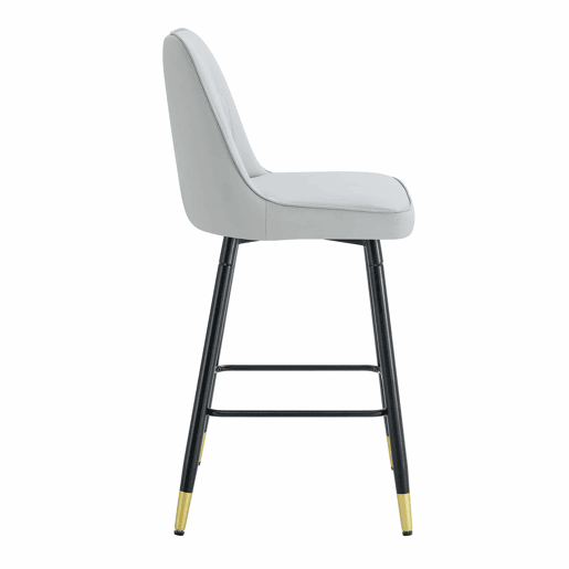 2º conjunto de bancos de bar, 100 cm - couro PU cinza claro com estrutura metálica preta e apoio para os pés confortável - Preto, Cinza Claro 2º conjunto de bancos de bar, 100 cm - couro PU cinza claro com estrutura metálica preta e apoio para os pés confortável - Preto, Cinza Claro
