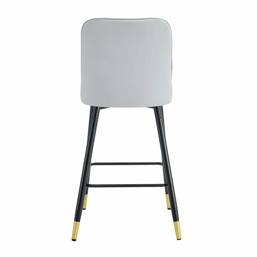 2º conjunto de bancos de bar, 100 cm - couro PU cinza claro com estrutura metálica preta e apoio para os pés confortável - Preto, Cinza Claro 2º conjunto de bancos de bar, 100 cm - couro PU cinza claro com estrutura metálica preta e apoio para os pés confortável - Preto, Cinza Claro