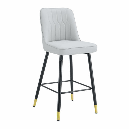 2º conjunto de bancos de bar, 100 cm - couro PU cinza claro com estrutura metálica preta e apoio para os pés confortável - Preto, Cinza Claro 2º conjunto de bancos de bar, 100 cm - couro PU cinza claro com estrutura metálica preta e apoio para os pés confortável - Preto, Cinza Claro