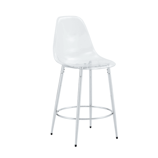 Conjunto de 2 bancos transparentes - Design flutuante - Altura: 102 cm - Pernas metálicas prateadas Conjunto de 2 bancos transparentes - Design flutuante - Altura: 102 cm - Pernas metálicas prateadas