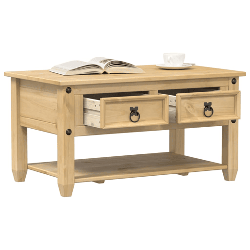 Mesa de Centro, Mesa baixa, com gavetas Corona 85x50x45 cm pinho maciço